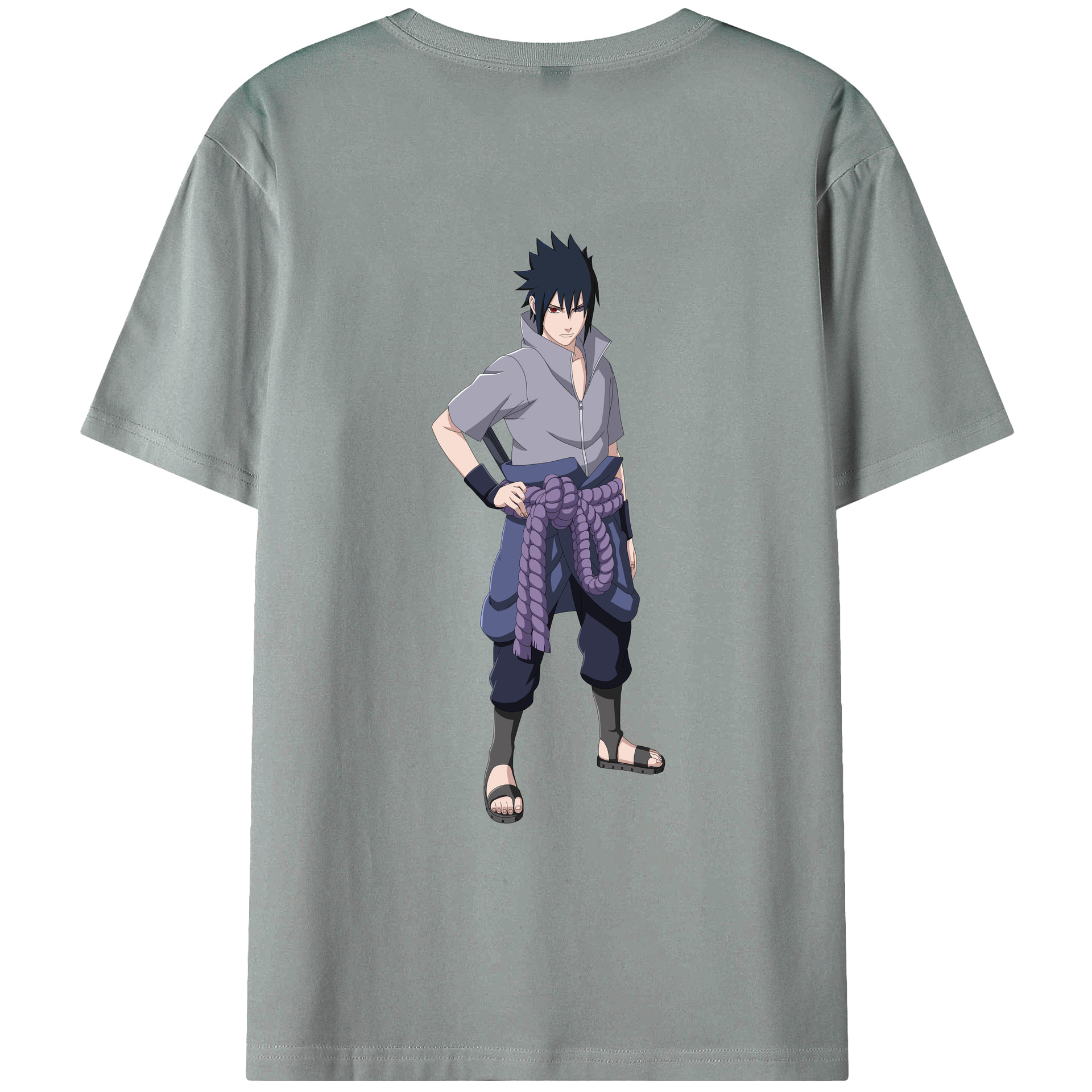 （画像用） NARUTO -ナルト- うちは サスケ Uchiha Sasuke 綿100％ メンズ半袖Tシャツ（バックプリント） 通気性